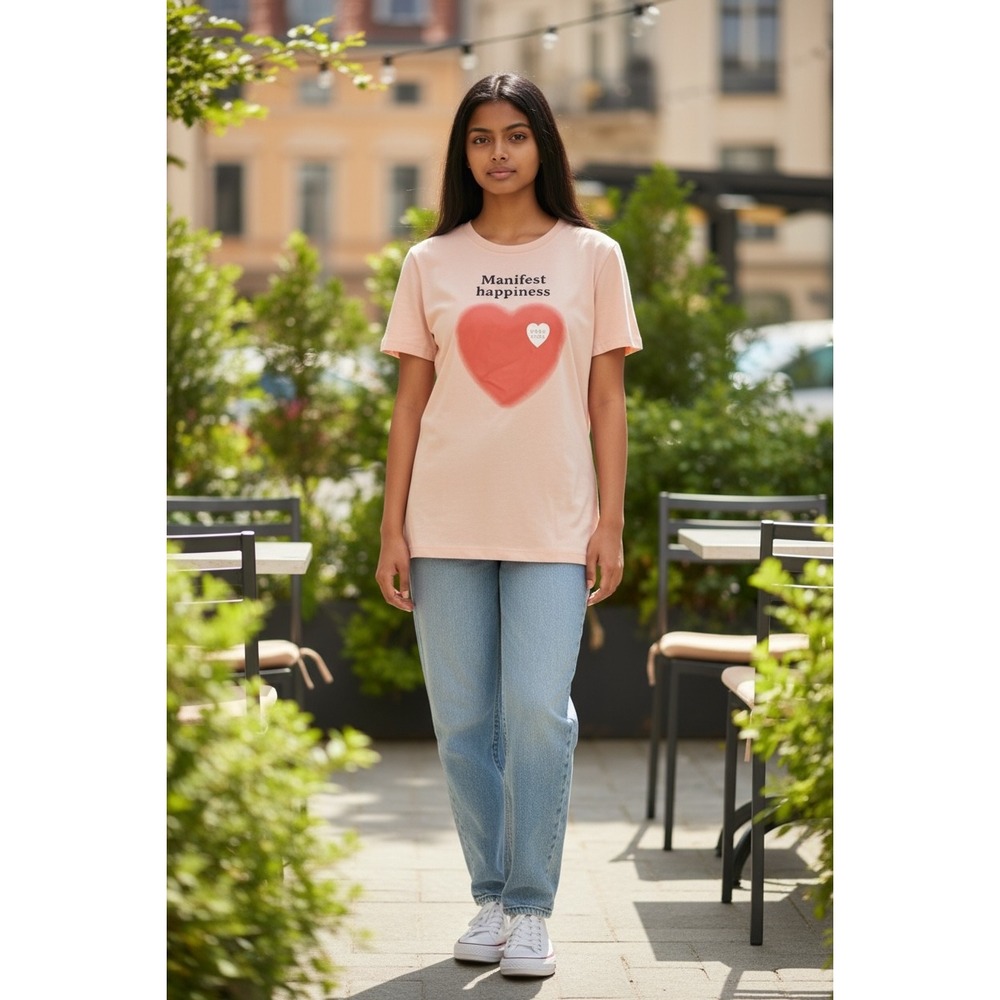 124 OshKosh Bgosh Girls Manifest Happiness Heart Graphic Tee Pink S 6-7 NWT